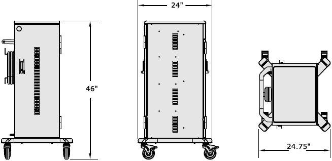 Technical Drawing for Anthro TAB40SS/PW4 Secure 40 Unit Tablet Charging Cart