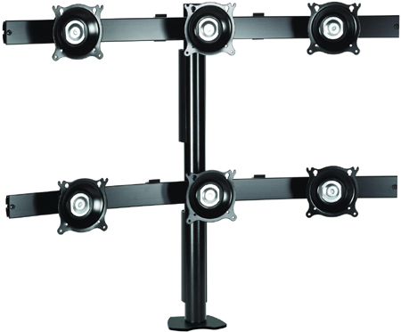 Chief KTC330B or KTC330S Six Monitor Desk Clamp Mount for 10-24" Displays