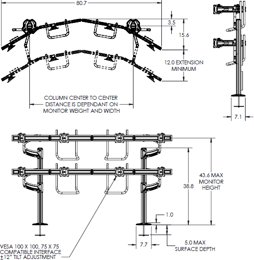 Technical Drawing for Chief K4G420B KONTOUR K4 4x2 Grommet Mounted Array