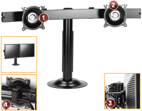 Chief KTG220B or KTG220S Desk Grommet Mount Flat Panel Dual Horizontal Monitor LCD Arm