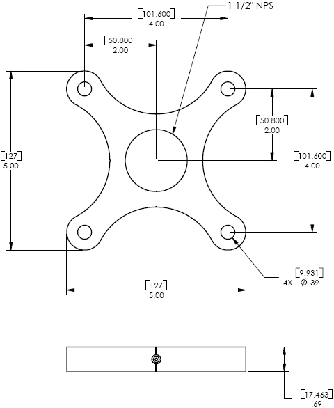 Technical Drawing for Chief CMA-101 Designer Ceiling Plate