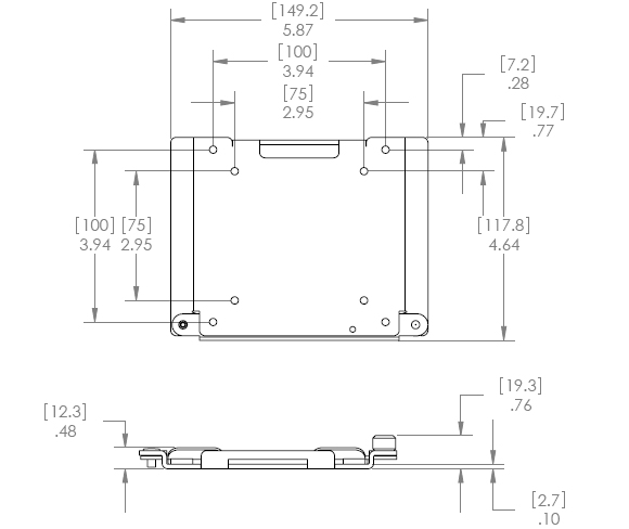 Technical Drawing for Chief Centris Quick Connect Bracket KSA1024B