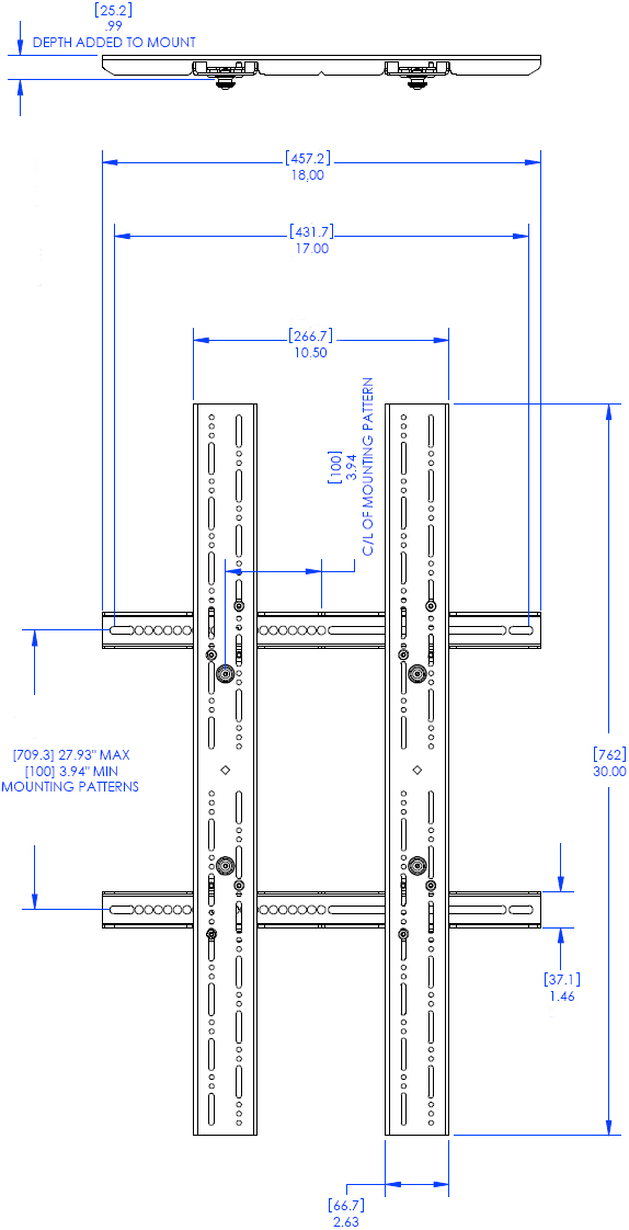 Technical Drawing for Chief MSBU Universal Flat Panel Interface Bracket
