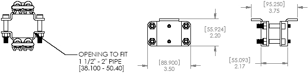 Technical Drawing of Chief CMA340 Projector Stabilization Kit for Extension Columns
