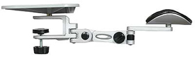The EG-ErgoArm Armrest is a fully-adjustable, articulated Ergonomic support for elbows, forearms, and wrists. Clamp end swivel rotates 180 degrees. Center and arm rest swivels rotate 360 degrees. Swivel arm adjusts 3 inches vertically. Available in Chrome or Putty finish. Lightly Padded black armrest. Putty finished.