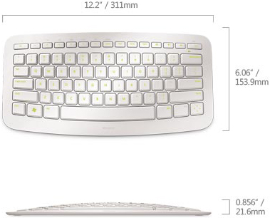 Technical Drawing of Microsoft J5D-00029 Arc Wireless Comfortable Portable Keyboard