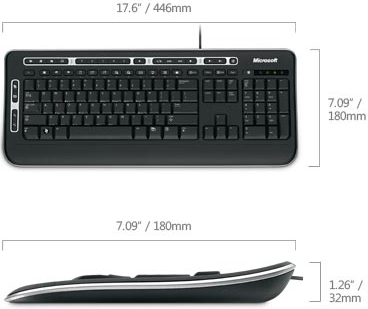 Technical Drawing of Microsoft J93-00001 Digital Media Keyboard 3000