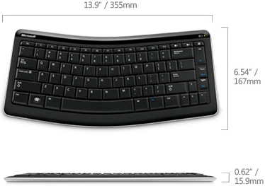 Technical Drawing of Microsoft T4L-00001 Bluetooth Mobile Keyboard 5000