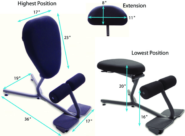 Technical Drawing for HealthPostures 5050 Stance Move EXT Ergonomic Office Chair