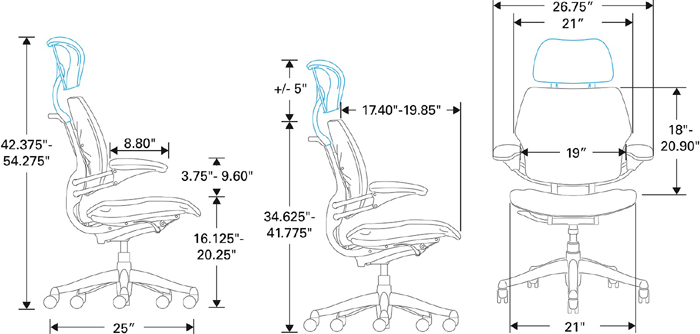 Technical Drawing for Humanscale Freedom Chair