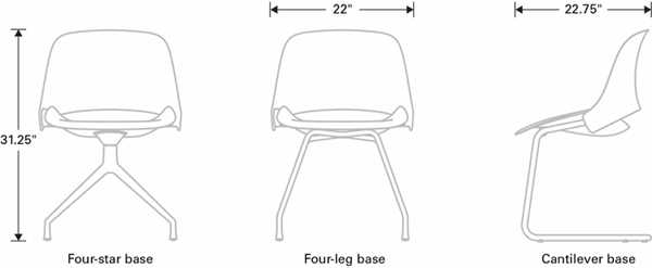 Technical Drawing for Humanscale Trea Versatile Sophisticated Ergonomic Chair