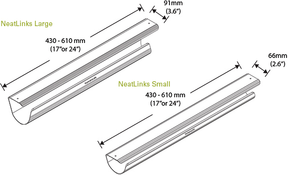 Technical drawing for Humanscale NeatLinks Cable Management
