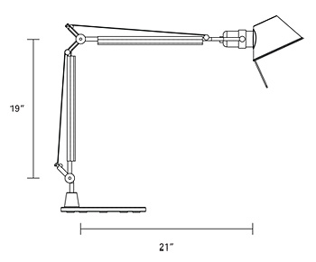 Drawing for Humanscale Tolomeo TTC Classic CFL Task Light