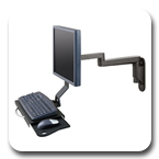 Innovative 9300-HD-DE Articulating Wall Mounted Data Entry Arm with Keyboard Tray