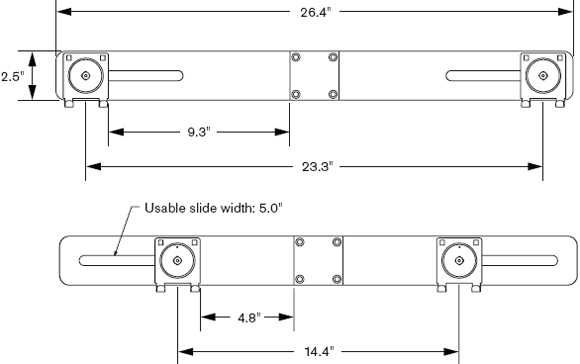 Technical Drawing for Innovative 7500-Wing-1500 Dual LCD Arm