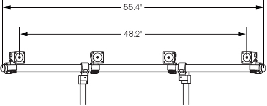 Technical Drawing for Innovative 9169-4 ArcView Quad Monitor Beam and Mounting Poles