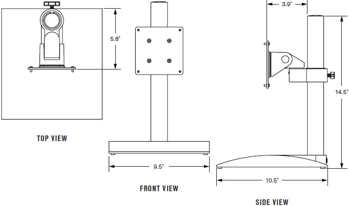 Technical Drawing for Innovative 9109-S-14 Flat Panel LCD Stand with Pivot and Tilt