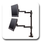 Innovative 9130-D-28 Long Reach Articulating Dual LCD Pole Mount Arm with 28" Standard Pole and 16" Extended Reach