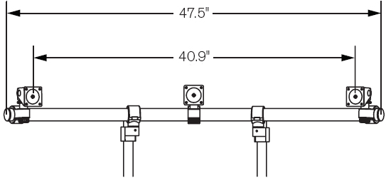 Technical Drawing for Innovative 9169-3-2P ArcView Triple Monitor Beam with two 12" Mounting Poles