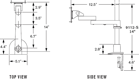 Technical Drawing for Innovative 9112-S-14 Articulating LCD Mount- 14