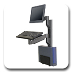 Innovative 8326-19 Vertical Wall Mounting Track 19" + 7000 LCD Monitor Arm + 7019-NM Keyboard Arm + 8335-MD CPU Holder