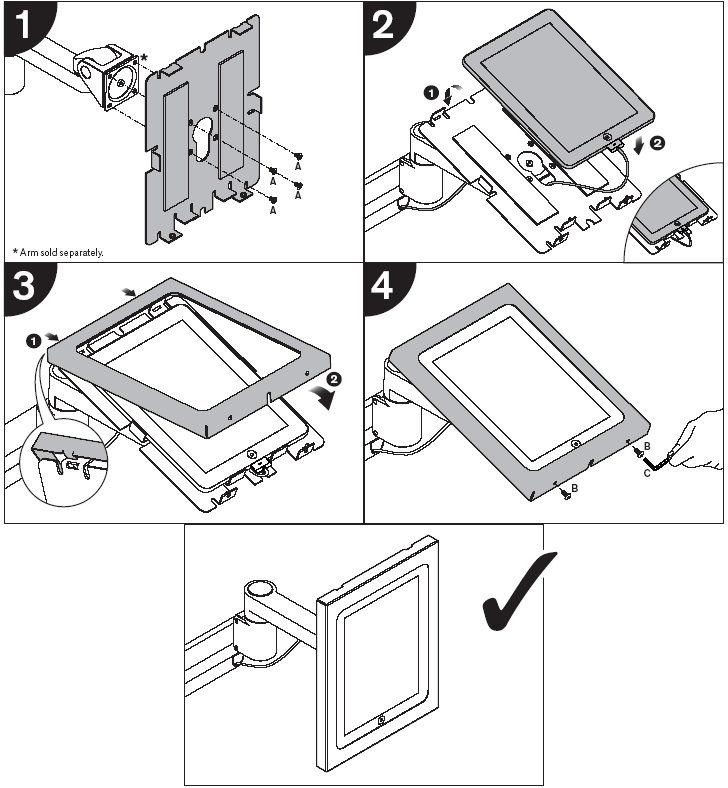 Innovative 8424 Secure iPad Holder Installation with Arm