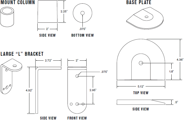 Technical drawing for Innovative 8111 Flexmount Mount