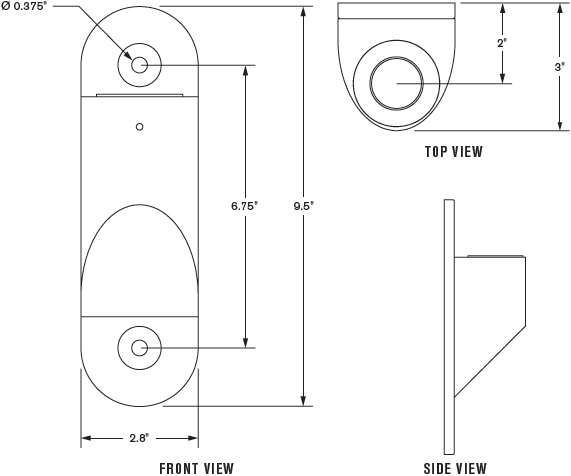 Technical Drawing for Innovative 8325 Heavy-Duty Large Wall Mount