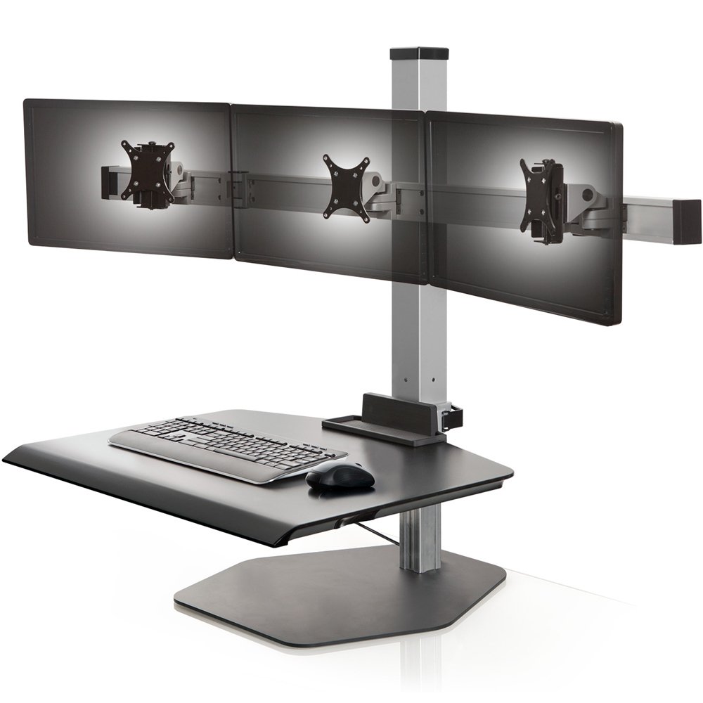 Innovative Winston Workstation Triple Monitor Sit Stand Standing Desk Nation