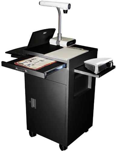 Luxor LMC2 Multimedia Cart with Locking Cabinets and Drawer