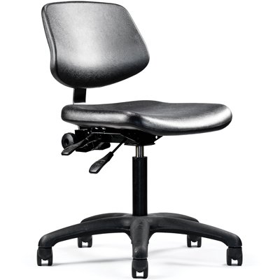 Side view of Neutral Posture Graphite Urethane Task, Stool, Lab, Industrial, Healthcare, Cleanroom Chair