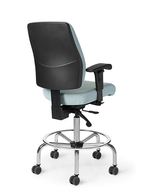 Office Master AF413 (OM Seating) Cushioned Back Stool with 22" Fixed Foot Ring
