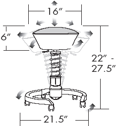 Drawing of Via SWUS-00-AAR Swopper Stool With Casters and Anthracite Base Only