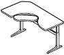 Offset corner keyboard cutout right
