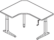 Sierra HX Crank Offset Corner 3 Legs Right Table