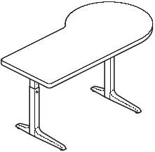Sierra HX Pin P Peninsula 2 Legs Right Table