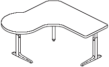 Sierra HX Pin P Peninsula 3 Legs Left Table