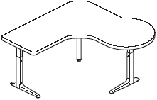 Sierra HX Pin P Peninsula 3 Legs Right Table