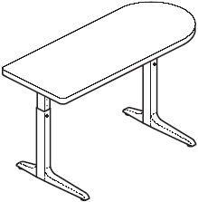 Sierra HX Pin Peninsula 2 Legs Right Table