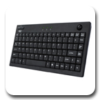 Adesso AKB-310UB Mini USB Ergonomic Keyboard with built-in Optical Trackball black