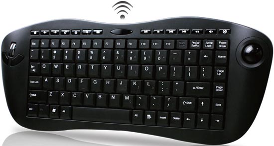 Adesso WKB-3000U Wireless 2.4 GHz Radio Frequency Mini Trackball Keyboard