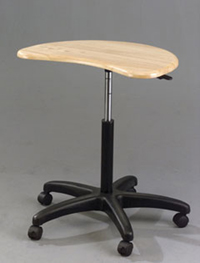 Balt POP-O Oak Portable Laptop Desk Stand. Portable desk that's there when you need it-goes where you go. Pneumatic lever adjustment for perfect height every time. Curved cutout for user comfort
