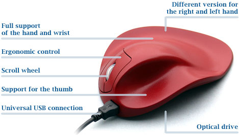 HandShoeMouse S2WB or M2WB or L2WB Right Handed Wired Ergonomic Mouse by Hippus