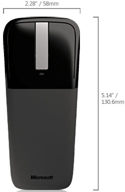 Technical Drawing of Microsoft Arc Touch Reliable Wireless Mouse