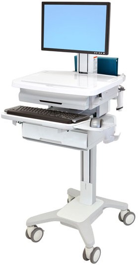 Ergotron SV31-80211 StyleView Patient healthcare Delivery PHD LCD Cart with 1 Drawer and Non-powered (white/grey)
