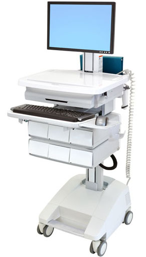 Ergotron SV32-51226 StyleView Patient Healthcare Delivery PHD LCD Cart with 6 Drawers and LiFe Powered (white and grey)