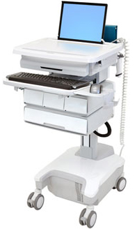 Ergotron SV32-81124 StyleView Patient healthcare Delivery PHD Laptop Cart with 4 Drawers and Powered (white/grey)