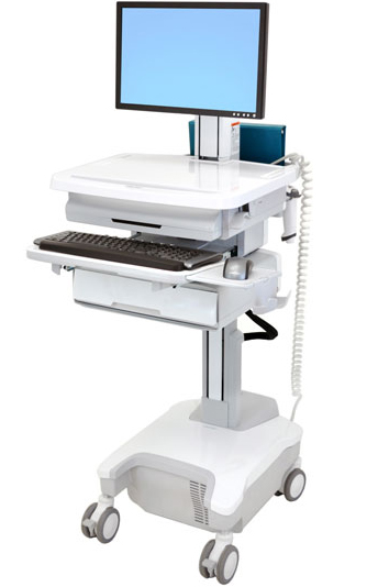Ergotron SV32-81211 StyleView Patient healthcare Delivery PHD LCD Cart with 1 Drawer and Powered (white/grey)