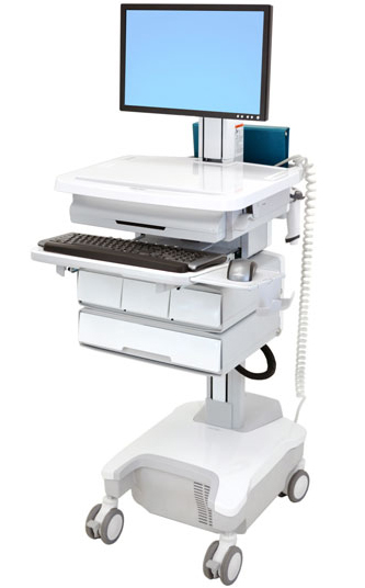 Ergotron SV32-81224 StyleView Patient healthcare Delivery PHD LCD Cart with 4 Drawers and Powered (white/grey)