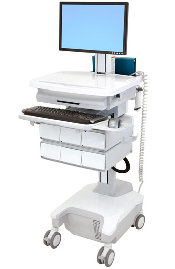 Ergotron SV32-81226 StyleView Patient healthcare Delivery PHD LCD Cart with 6 Drawers and Powered (white/grey)